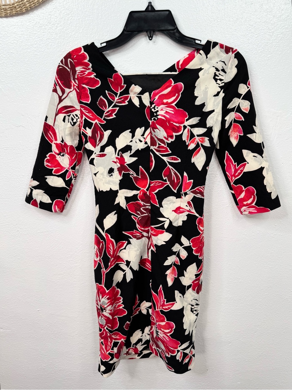 White House Black Market Black Red Cream Floral Sheath Dress - Picture 2 of 11